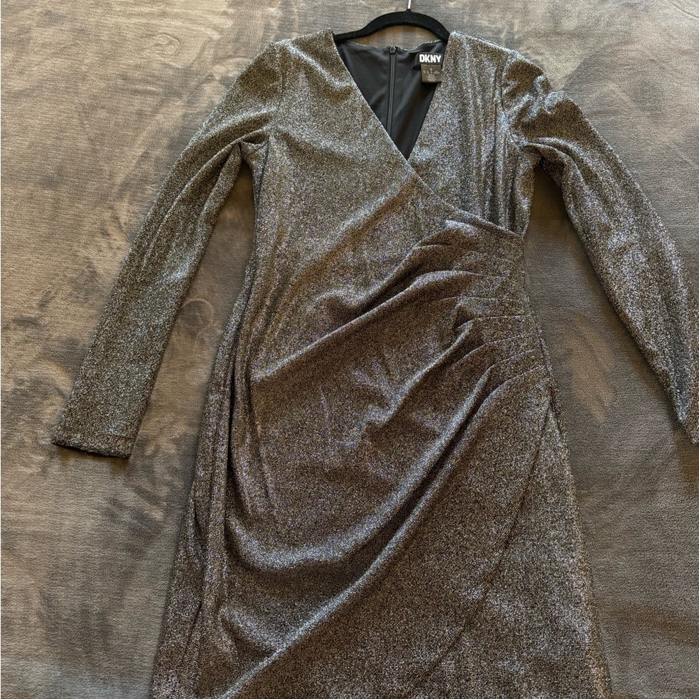 DKNY women’s faux wrap long sleeve cocktail dress (10)